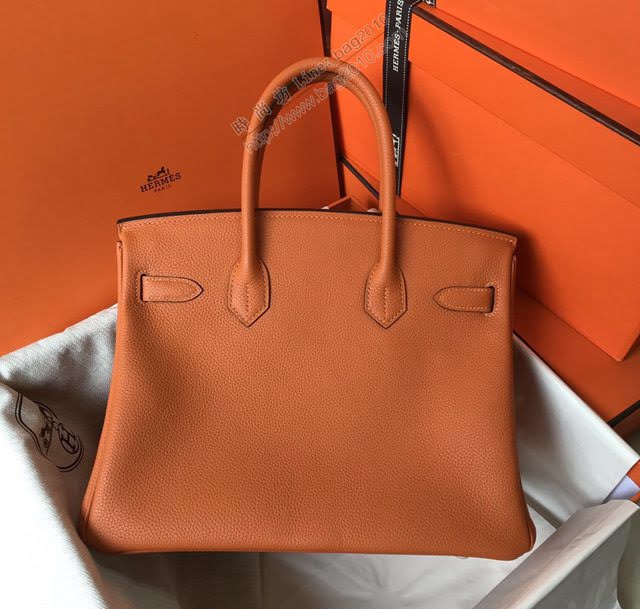 Hermes女包 愛馬仕Birkin Hermes鉑金包 togo小牛皮 橙色 金銀扣 Hermes手提女包  am1829